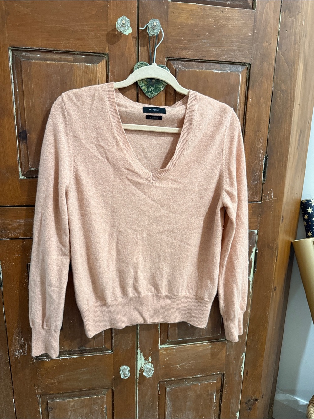 Autograph Cashmere Peach Blush V-Neck Sweater